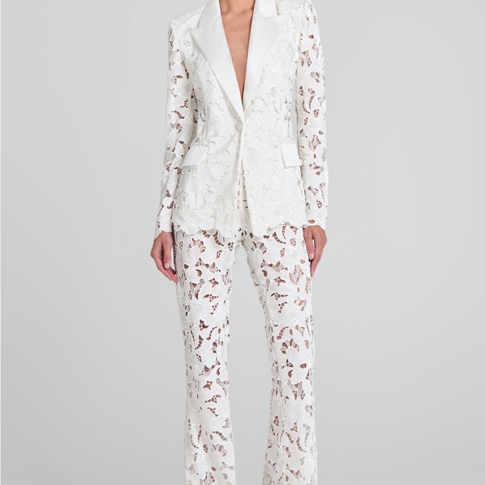 Nadine Merabi VALIA WHITE BLAZER and PANTS XS, US 2 BRIDAL SUIT